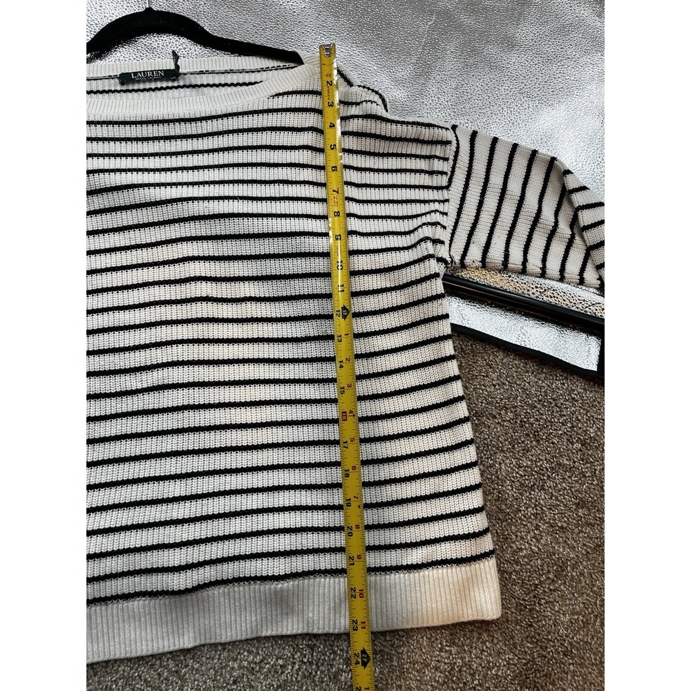 LRL  cream & black striped Off Shoulders coastal/farmhouse chic vibe XL - Picture 6 of 7